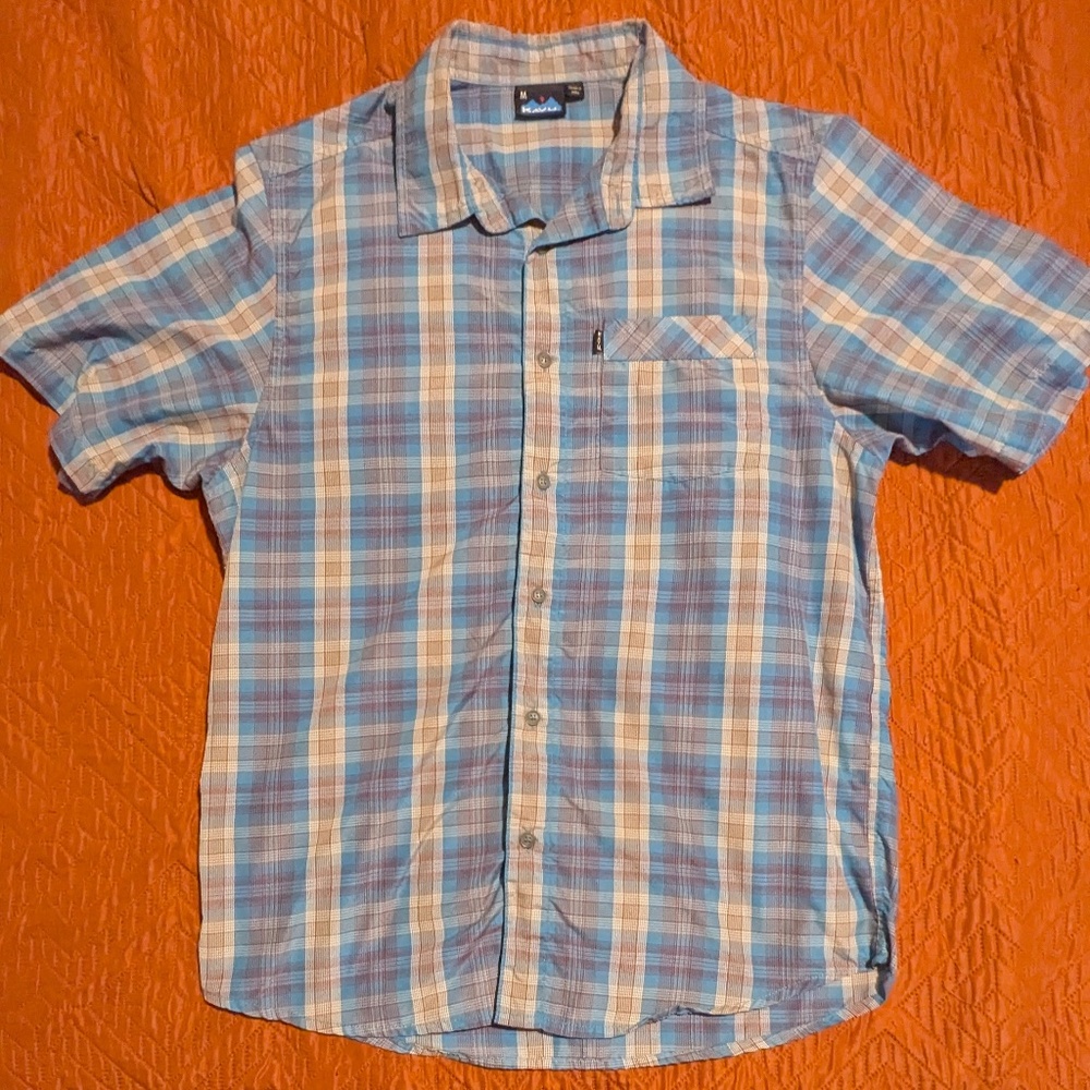 Kavu Large Mens plaid button down shirt